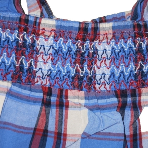 𝅺healthtex Red White and Blue Plaid Spaghetti Strap Dress - Picture 2 of 4